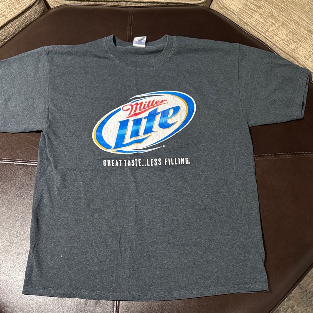 Vintage Gildan Charcoal Gray Miller Lite T-Shirt